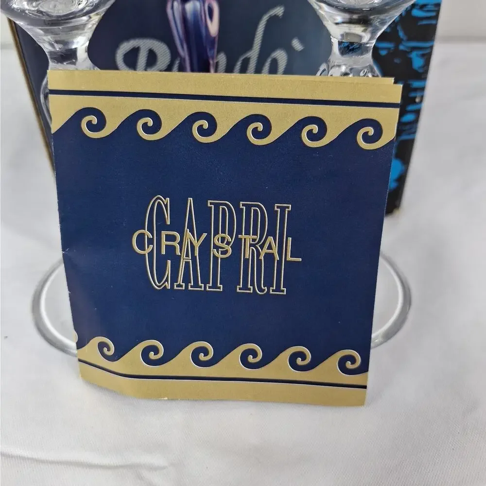 Vintage Rondo Veneziano Crystal Stemware Wine Glasses Set with Original Box